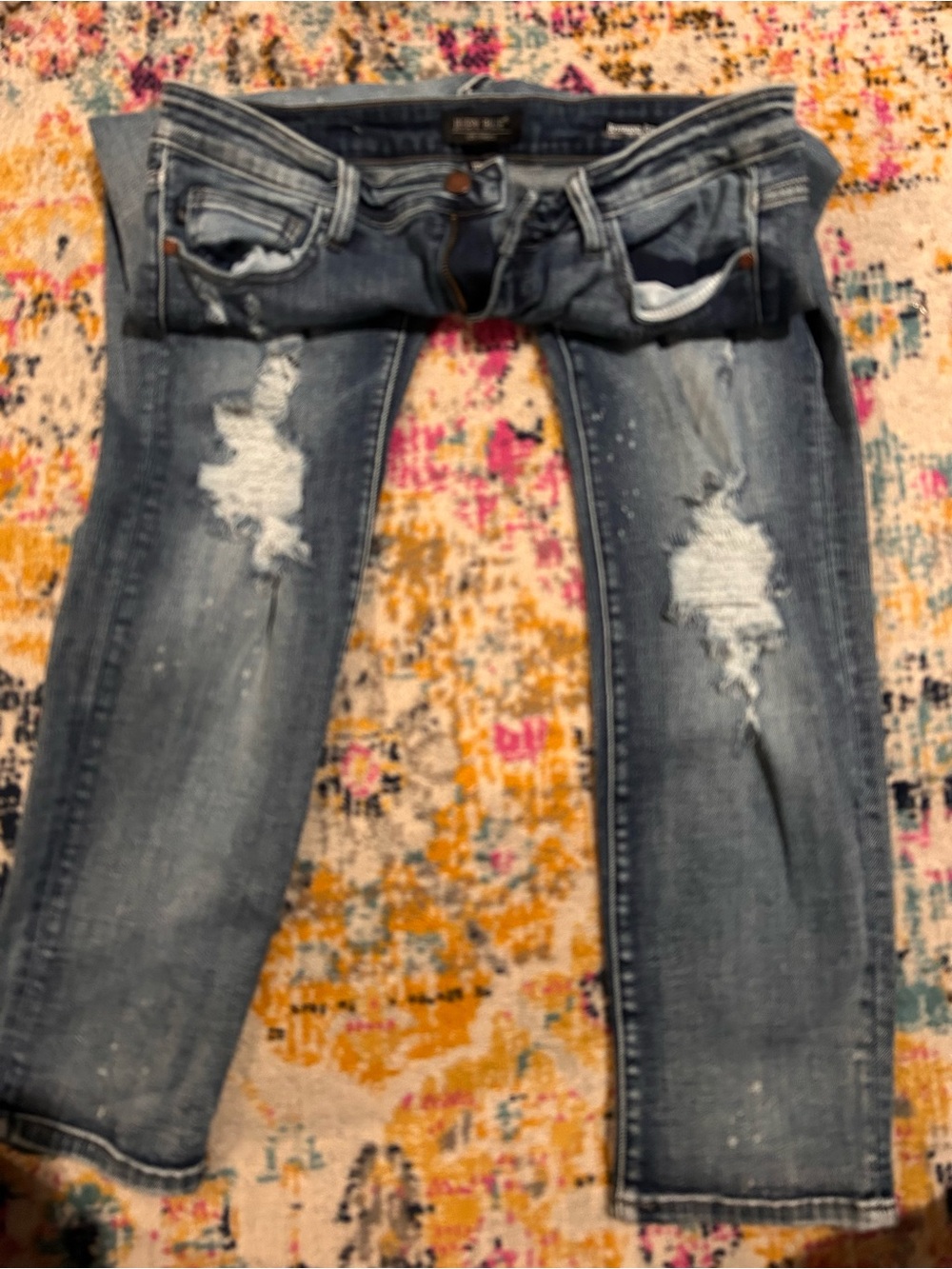 Judy Blue Distressed Boyfriend Jeans in Faded Blue